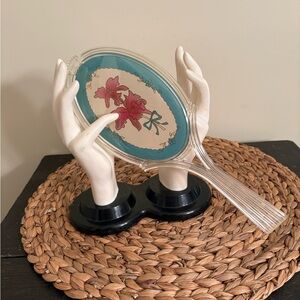 Floral Handheld Vanity Mirror with Stand